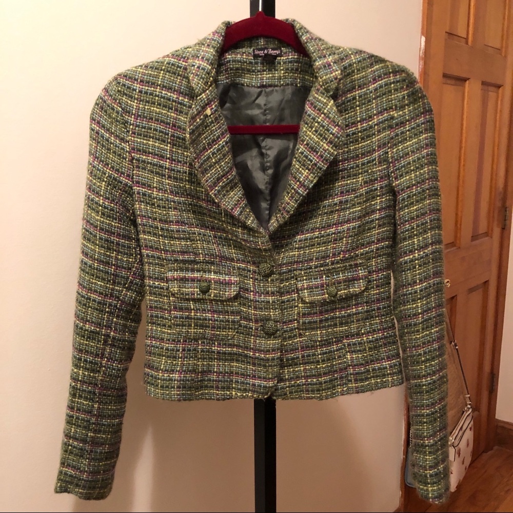2 Weeks Only: Vintage Green Tweed-Like Blazer